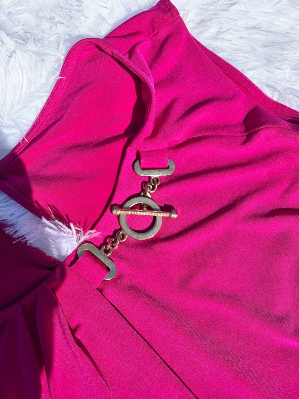 Stretchy Blouse With Hardware At The Neck